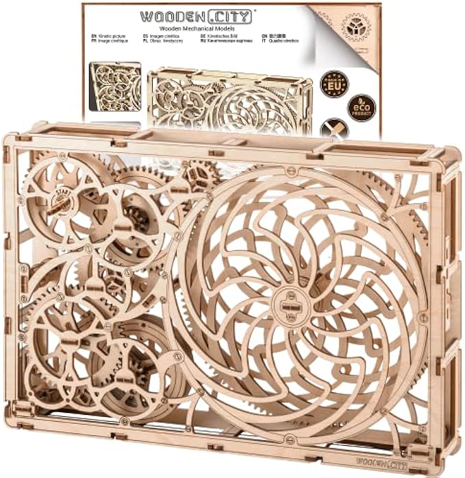 WOODEN.CITY Kinetic Wood Sculpture - Kinetic Art Table 3D Puzzle - Spinning Art-Handmade Kinetic Sculpture - Optical Illusion Sculpture Kinetic Wall Art - Kinetic Decor - Infinity Kinetic Sculpture