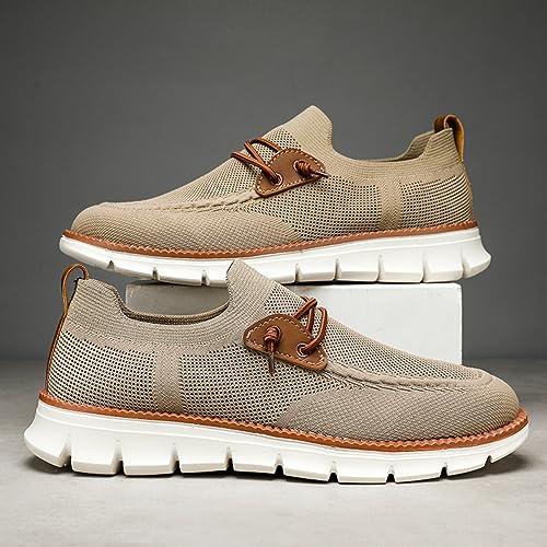 Men's Slip-on Loafers with Arch Support - Extra Cushioning, Pain Relief, Canvas Retro Casual Flat Walking Shoes 5