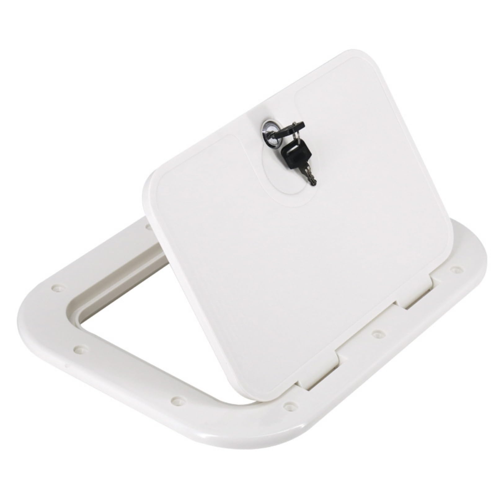 Portello da Barca Coperta Piattaforma Oblò Sportello Accesso Coperchio con Superficie Liscia E Fori Equidistanti Apertura Rapida con Anello di, Array, Bianco Con Serratura, Con Serratura