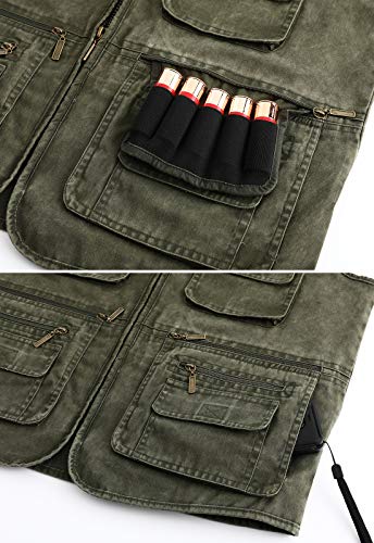 Spanye Outdoor Denim Vest Lightweight Multi Pockets Hunting Vest Jacket Tactical Shotgun Shell Holder Pockets Green-3Xl #TOP6