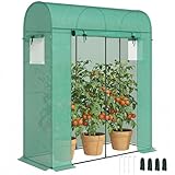 Outsunny Serra da Balcone con Porta Finestre Avvolgibile, Serra per Orto con Struttura in Acciaio e Copertura PE, per Piante Orto Verdure Fiori Frutta, Anti UV, 170x68x200 cm, Verde
