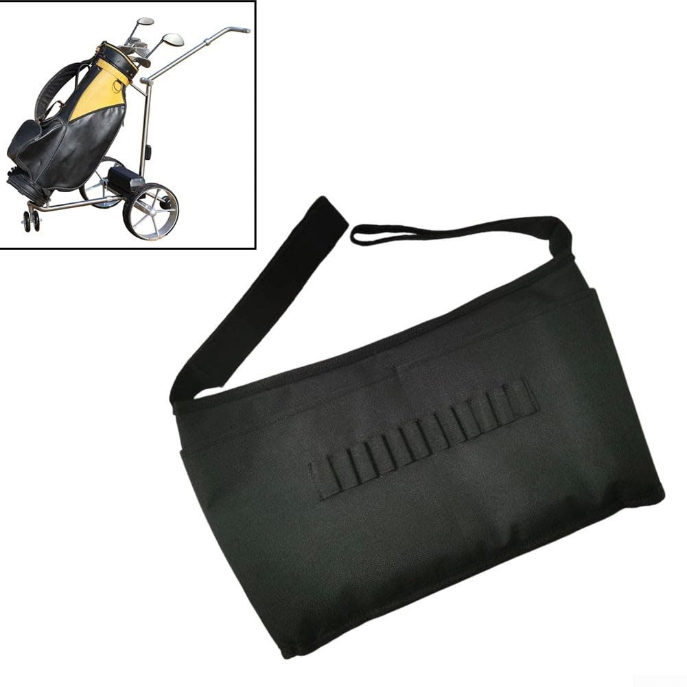 Golfwagen-Aufbewahrungstasche, Zubehörtasche mit mehreren Taschen, 38 x 8 x 21 cm, für Golfer auf dem Golfplatz, sicherer Sitz, schwarzer Organizer mit Schnellgurten