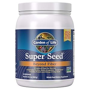 Garden of Life Super Seed – Vegetarian Whole Food Fiber Supplement with Protein and Omega 3, 1 Lb 5oz (600g) Powder