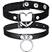 HICARER 2 Stücke Schwarz PU Leder Choker Frauen Vintage Gotisch Herz Leder Choker Vintage Punk Choker Halskette Punk Kragen Halsband