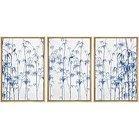 SIGNWIN Framed Canvas Print Wall Art Long Blue Flowers Over White Background Nature Forest Drawings Fine Art Romantics for Living Room, Bedroom, Office - 16