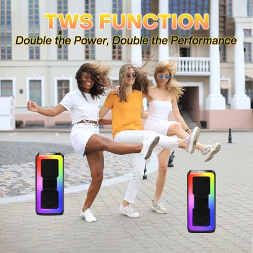 Image of GIZMORE MS530 Play 30W with Karaoke Wired Mic BT Speaker|6HOUR Play Time|Loud & Clear Stereo Sound|Vivid RGB Lights|BT /USB /SD Card Playback, Portable & Type C Fast Charging (Black)