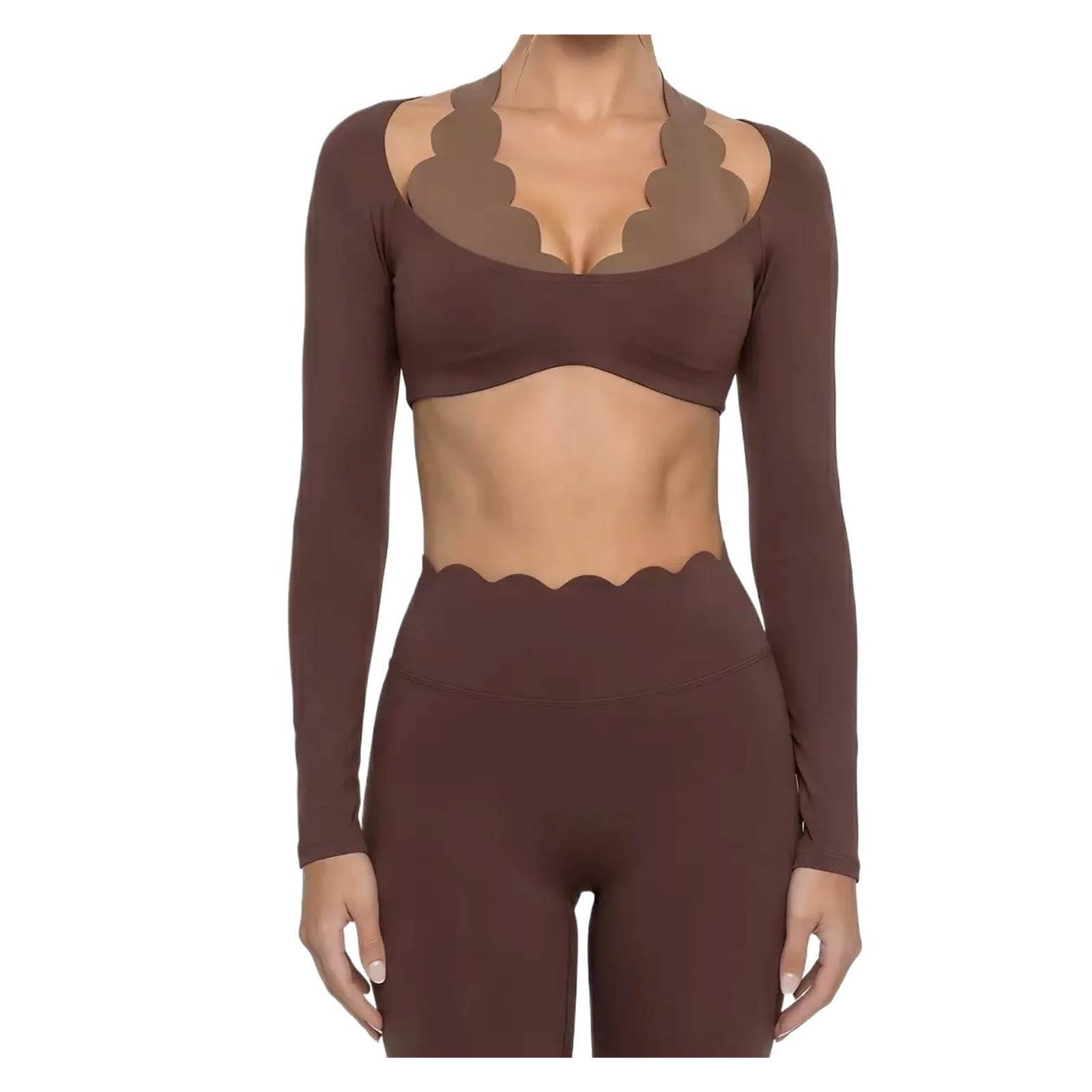 Top Yoga a Maniche Lunghe Donna Maniche Lunghe Sportive for Yoga | Abbigliamento fitness ad alta elasticità in pizzo Aderente aderente Pilates