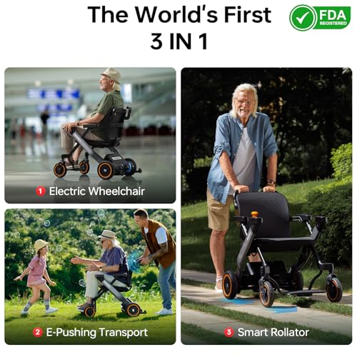 Image of Paiseec 3-in-1 Electric Wheelchair with Push-Assist, Power Wheelchair for Adults and Seniors, Easy Operation and Folding, Airlines Approved, Foldable Wheel Chair for Travel, Indoor & Outdoor Use