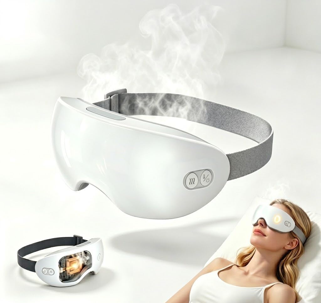 Steam Eye Mask for Dry Eyes, Eye Steam Therapy Pro with Heat & Nano Mist, Warm Compress Eye Spa with Adjustable Steam for Tired Eyes, for Home Office Travel (Standard)