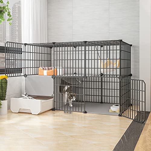 UQACHG Jaulas Grandes para Gatos De Interior con Bandeja Sanitaria, Jaula De Alambre, Jaula Plegable, Jaula Portátil para Cobayas con Almohadilla De Resina.,Black-c-111 * 49 * 73cm-2