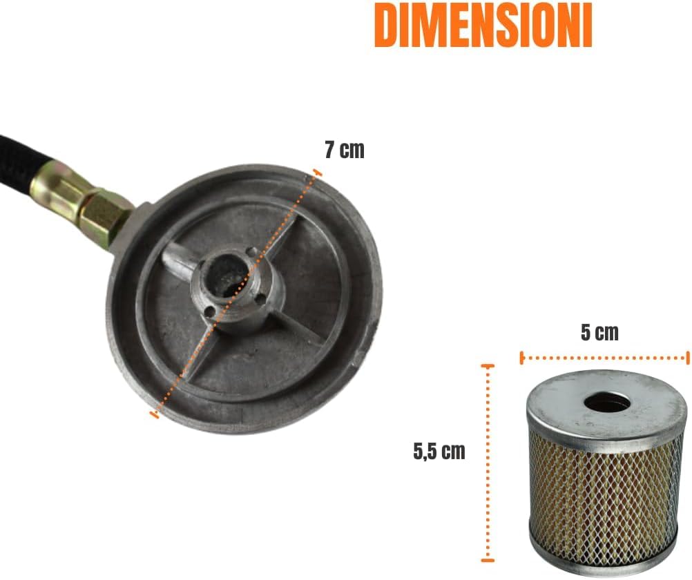 Generico Kit Serbatoio + Tappo + Supporto Filtro Nafta + Tasselli Serbatoio + Tubo Collegamento compatibile per motori Lombardini Diesel LDA 450 LDA 510 3LD510 per motozappa e motocoltivatore