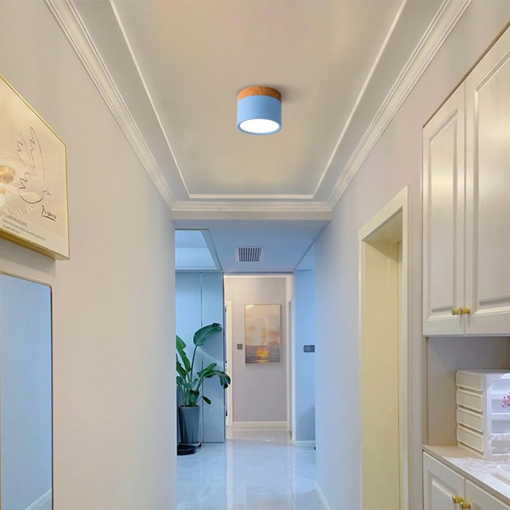 Sufitowa oprawa oświetleniowa Macaron Downlight, montaż natynkowy, oświetlenie sufitowe LED w kształcie cylindra do salonu, przedpokoju, kuchni, jadalni, holu, 6000K(Blue)