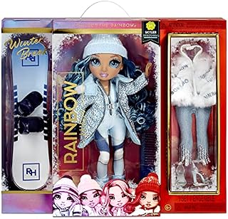 Rainbow High Winter Break Skyler Bradshaw - Blue Fashion Doll with 2 Outfits, Snow Gear, & Display Stand - Includes Snow Board, Ice Skates, Accessories, & More - Gift & Collectable for Kids Ages 6+