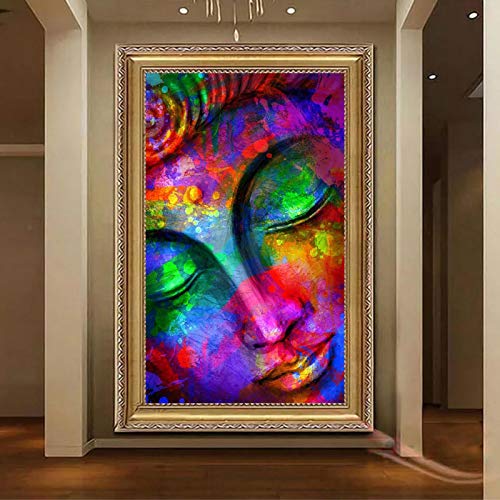 Peinture colorée bouddha sur toile pour raviver les murs ternes du salon