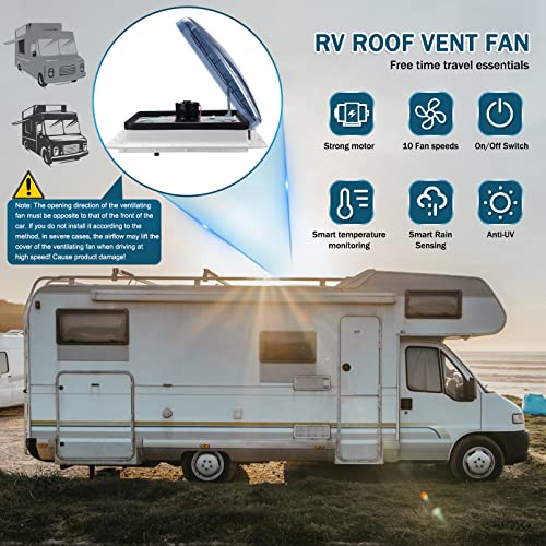 Brolteja Belüftung für Wohnmobil,RV Dachventilator 12V Dachlüfter Reversibler Abluftventilator mit 10 Geschwindigkeitsstufen,für RV, Wohnmobil und Wohnwagen,für Wohnmobil Dachventilator 40x40cm