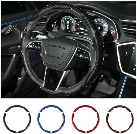 Carbon Fiber Steering Wheel Cover 3PCS Set – Anti-Slip, Scratch-Resistant, Universal Fit for 14–16 Inch Wheels – Interior Car Accessories for Cars, SUVs, Trucks (Black)