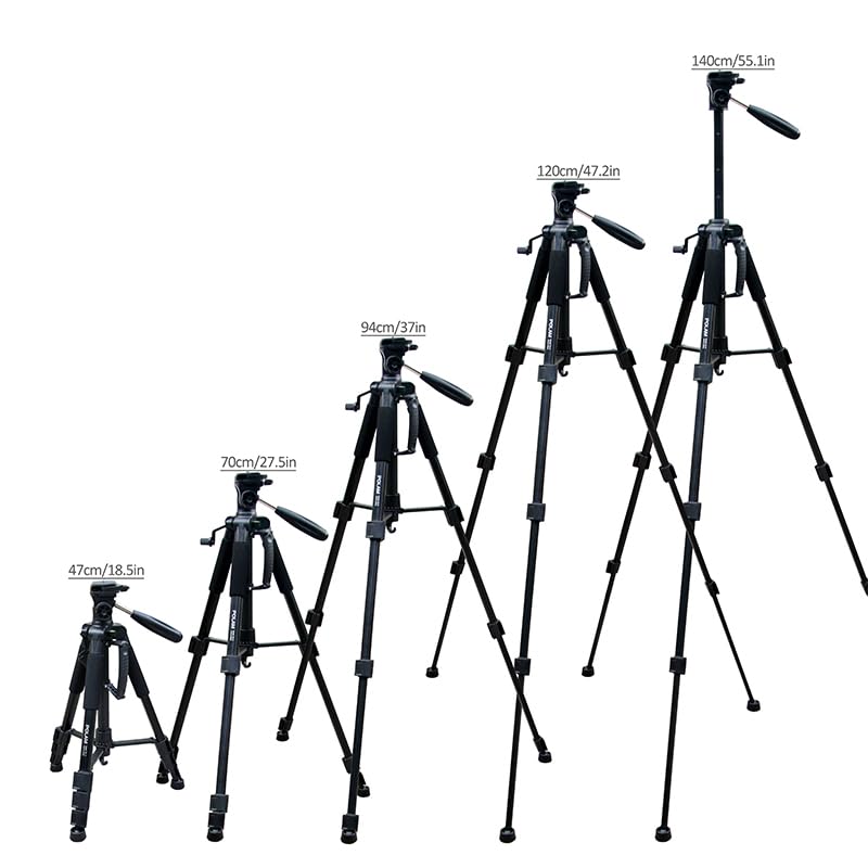 Image of POLAM-FOTO Tripod Stand for DSLR Camera, 55 Inch Camera Tripod Stand with Phone Holder, Aluminum Alloy Tripod Stand for Camera, 4kg Load, Carry Bag for All Smart Phones, Cameras, Gopro