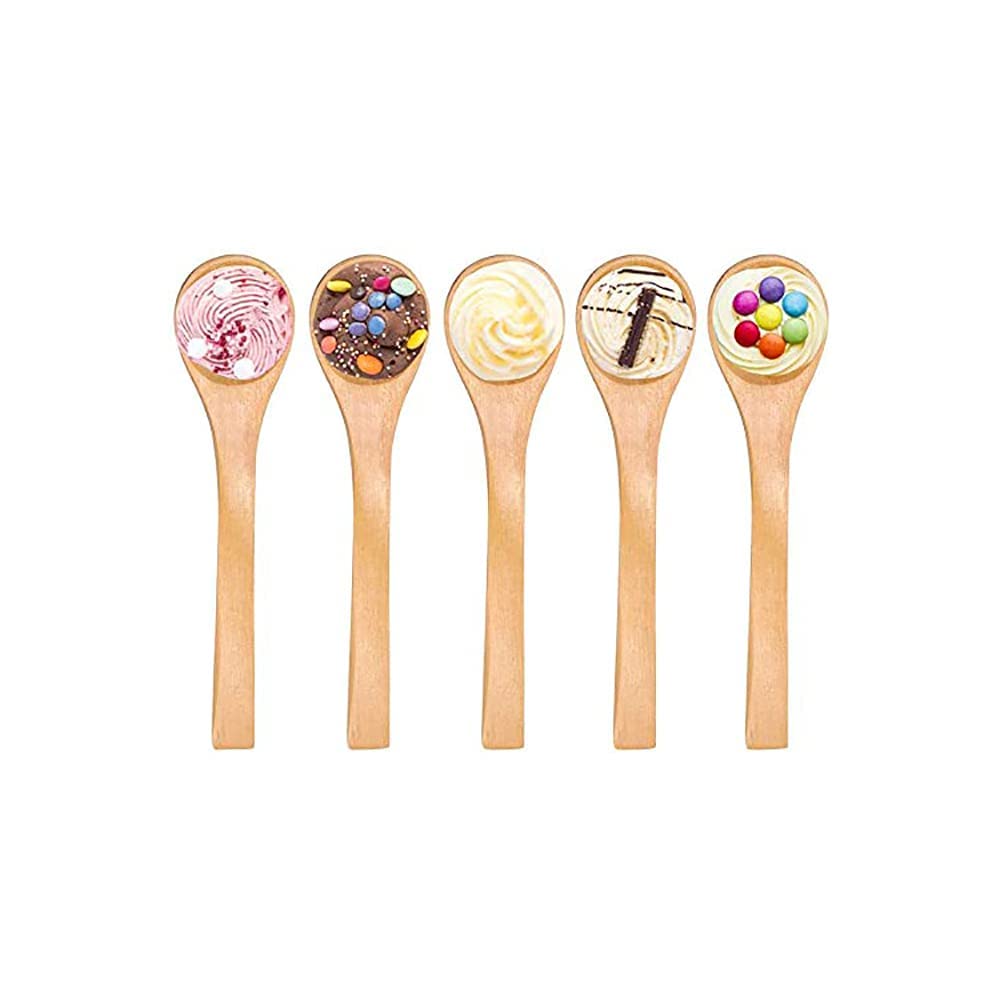 12 cucchiai in legno fatti a mano, 13 cm, mini cucchiai in legno per bambini, cucchiaini in legno fatti a mano, cucchiaini da portata piccoli, cucchiaini rotondi per condimenti, zucchero, sale