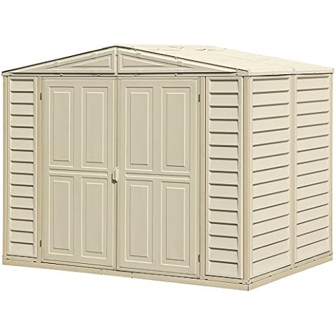 Duramax DuraMate 8' x 6' Plastic Garden Shed with Foundation Kit - Ivory - 15 Years Warranty Cover