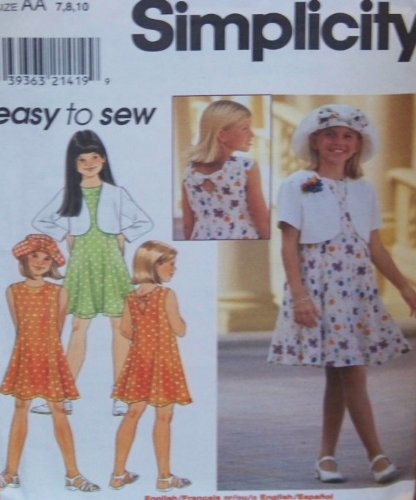 Patron Simplicity 8068 couture robe fille veste et chapeau taille AA
