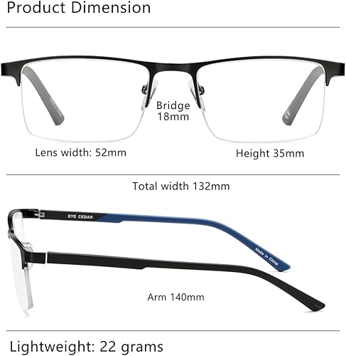 Miniatura 3 de Lentes de lectura con la mitad del marco de metal Eyecedar para hombres paquete de 5-unidades material de acero inoxidable con bisagras con muelle