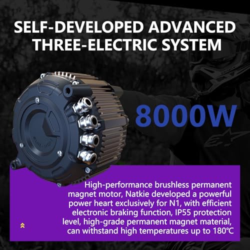 natkie Electric Motorcycle Bike for Adults, Electric Dirt Bike 8000W Mid-Mounted Motor 72V/30AH Removable Battery, Top S - Additional View