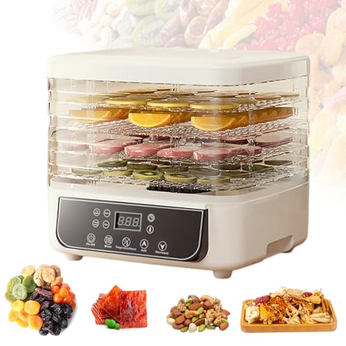 Fesatccoz 5 Tier Food Dehydrator Food Dryer Machine Fruit Dryer with Adjustable Temp and Time, Presets for Fruits, Meats