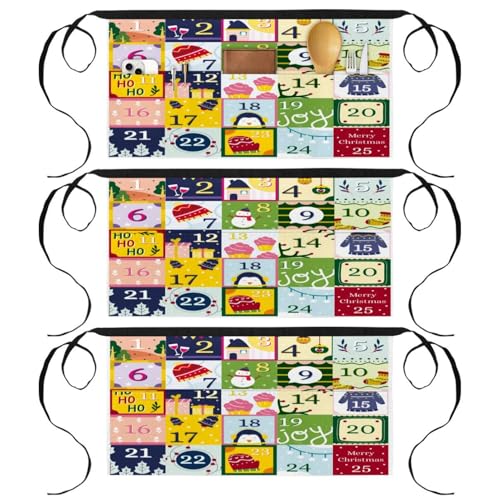 Demi-tablier de cuisine lot de 3 tabliers courts avec poches pour restaurant et nettoyage