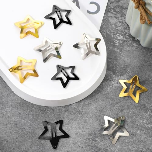 Wanmu Grampos de cabelo Star, presilhas de pressão de estrela fofas de 4 cm, acessórios de cabeça Ra