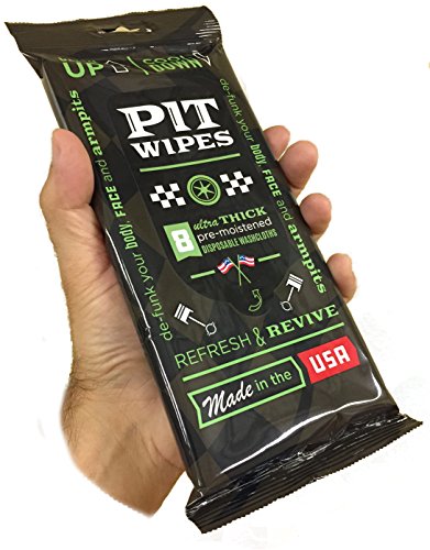 PIT WIPES Ultrathick Pre-Moistened Body Wipes, Resealable, Made in USA (5 Packs of 8 ea)
