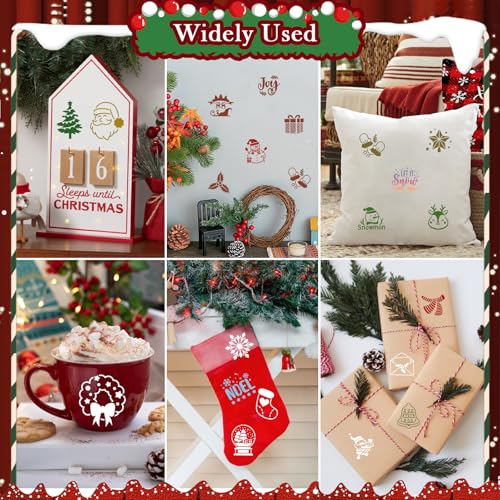 JSRQT 64Pcs Small Christmas Stencils for Painting Cute Cartoon Plastic Stencils for Crafts Reusable 3×3 Inch Assorted Christmas Template for Wood Sign Wall Decor Card Making - Image 2