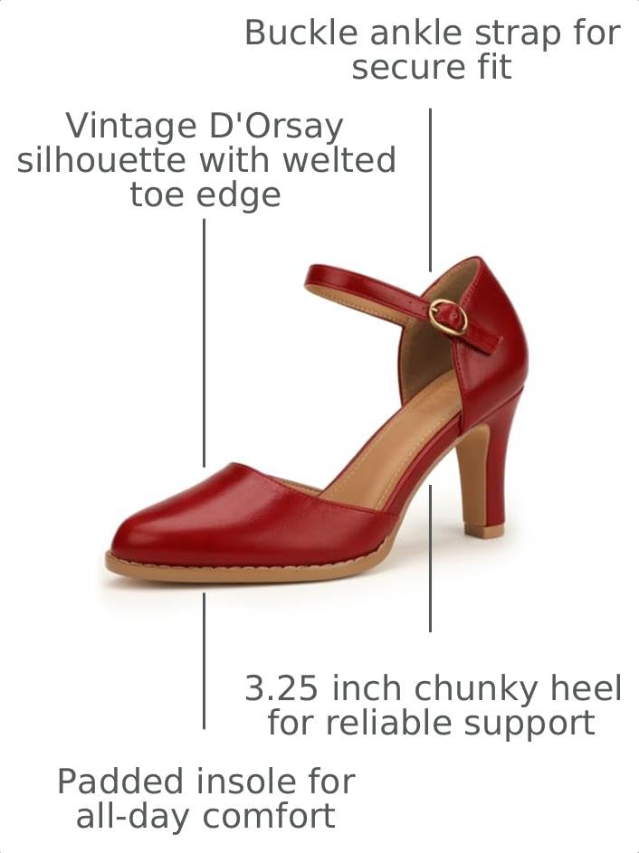 Image of IDIFU IN3 Closed Toe Chunky High Heels Comfortable Dress Shoes for Women
