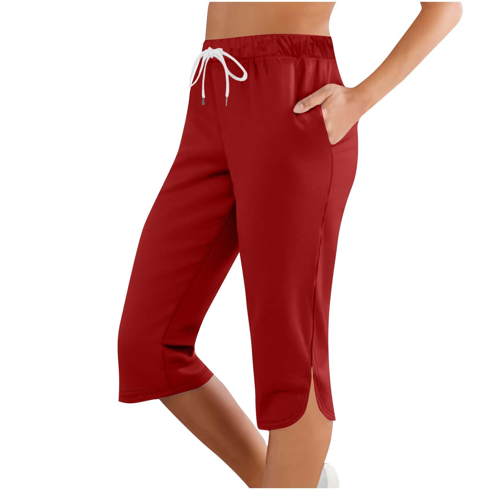 Women Capri Pants Summer Cut Out Side Casual Fashion Drawstring Soft Comfort Capris Workout Running Cropped Jogger — view 22