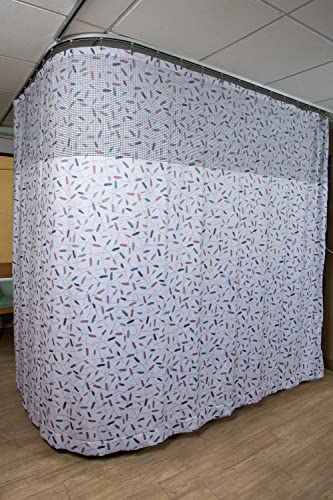 Designer Flame Retardant Privacy Curtains with Mesh and Grommets for Hospitals, Rehabilitation Centers, and institutions. (8\' Wide x 7\' Long, Color Gray)