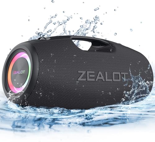 ZEALOT Bluetooth-luidspreker Groot 120W met Stereo Geluid, EQ, 40 uur Speeltijd, IPX6 Waterbestendig en LED-verlichting, USB/AUX/TF-ingang, Draagbare Draadloze Speaker voor Thuis, Feesten, Giften