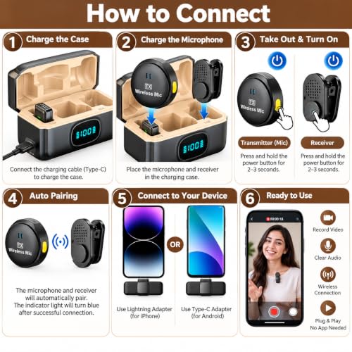 Image of TP MAX Dual Wireless Lavalier Microphone for Android & iPhone | Noise Cancellation | Plug & Play | Mini Clip Mic for Video Recording | Vlogging & Live Streaming with Charging Case (Q8 Mic)