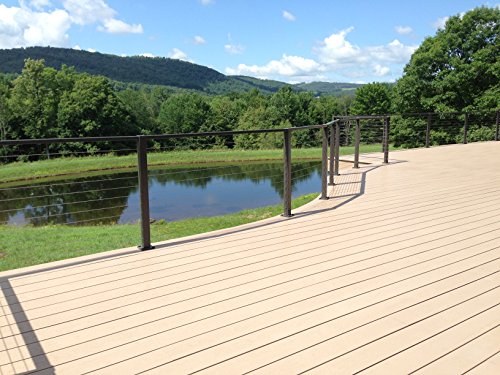 Aluminum Post To Post Inline Hand Rail Or Support For Custom Wood Top Rail On Cable Railing Deck (6 Feet, Black) #TOP6