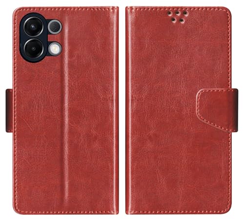 Image of SBMS Flip Cover for Oppo K13 5G Back Cover Case with Magnatic Closure | Inbuilt Stand | Card & Money Pocket (Brown)