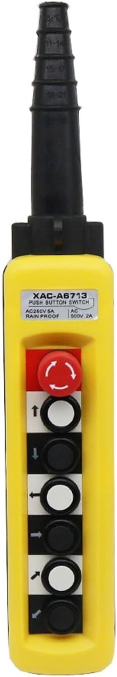 XAC-A6713 Rainproof Industrial Electric Crane Hoist Control Button Switch 7 Buttons 250V 5A 500V 2A