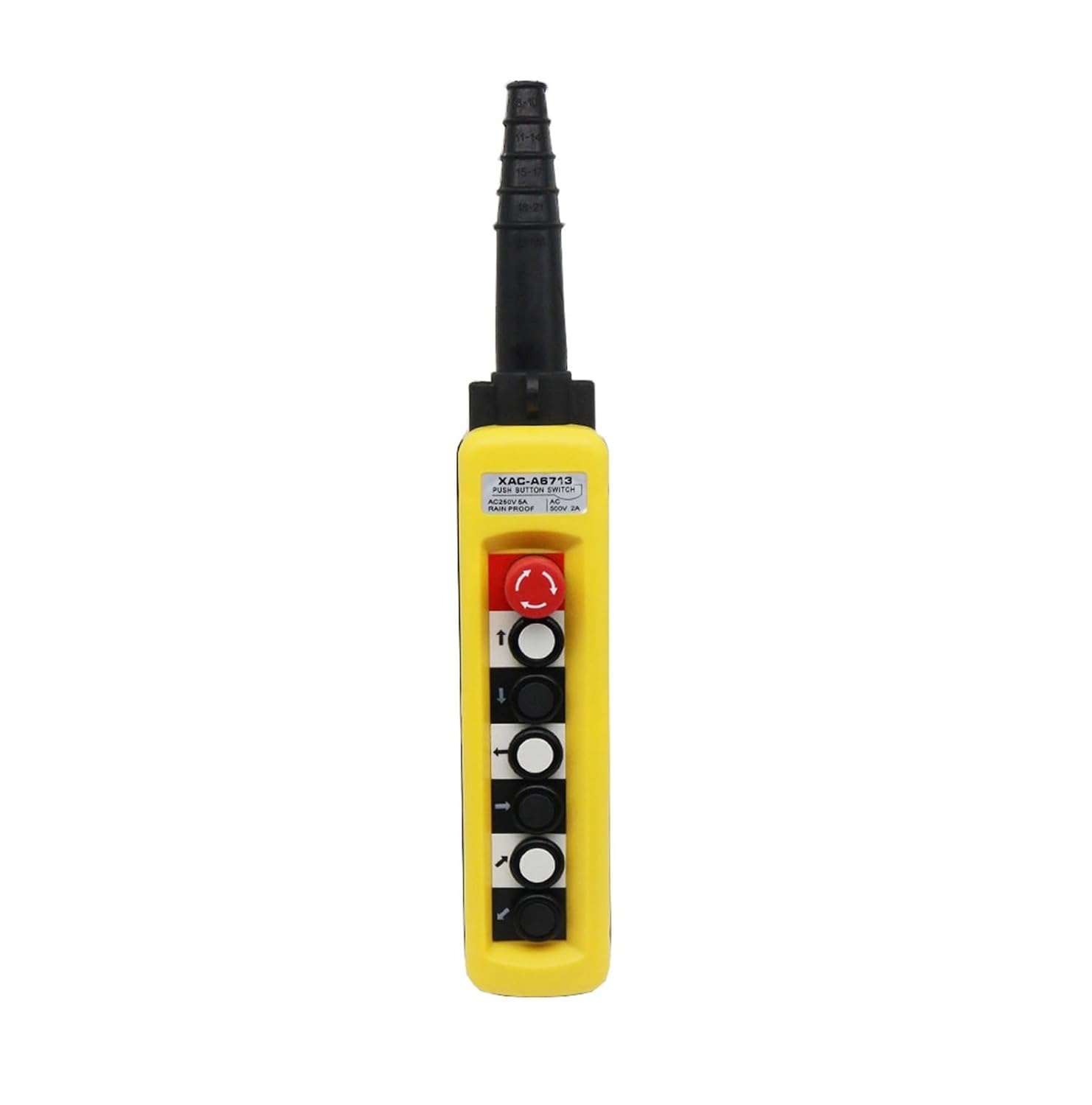 XAC-A6713 Rainproof Industrial Electric Crane Hoist Control Button Switch 7 Buttons 250V 5A 500V 2A