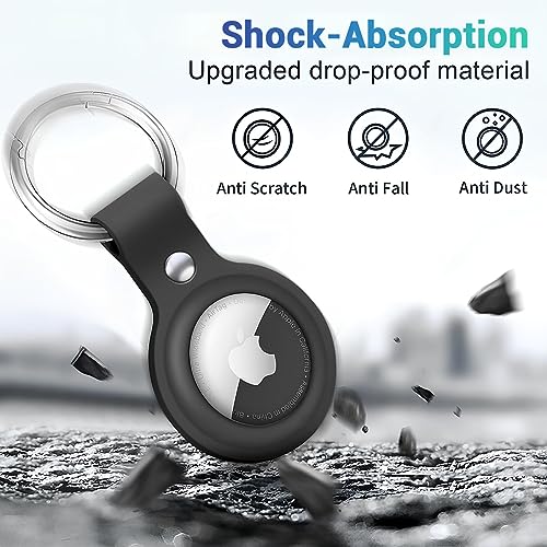 Image of LIRAMARK Airtag Case for Apple Airtags Silicone Case Protective Cover for Airtag Case Locator Tracker Anti-Lost Device Keychain Protection Sleeve (Black)