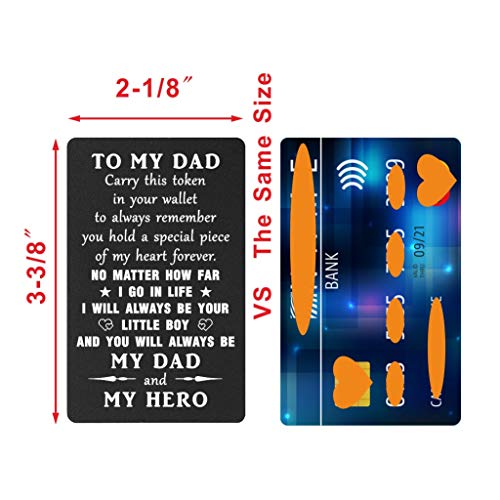 Tanwih Dad Engraved Gifts Wallet Card Insert From Son, I'll Always Be Your Little Boy You'll Always Be My Hero, To My Dad Presents From Son, Deployed Fathers Day Card, Birthday Christmas #TOP2