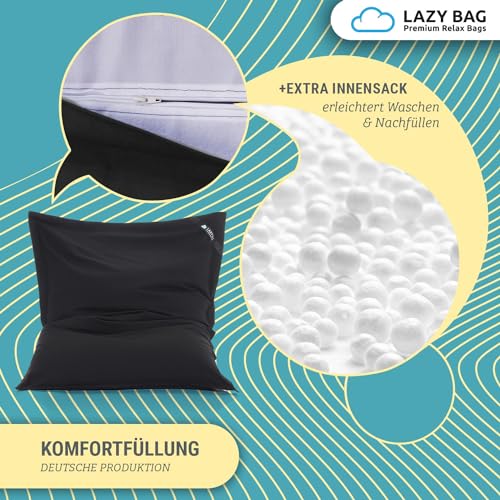 LAZY BAG Original Riesen-Sitzsack Cotton XXL 180x140cm mit 400L | hautfreundliches Baumwolle Sitzkissen 2-in-1 relaxtes Sitzen & Liegen | Perfekte Ergonomie Dank 4 Mio. EPS-Perlen | waschbarer Bezug