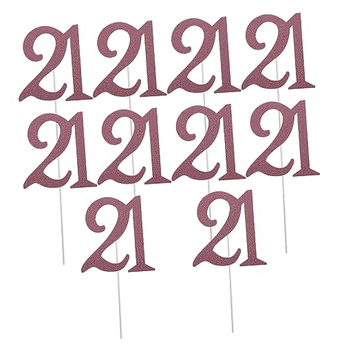 Abaodam 10 Peças 1 Conjunto Placa De Aniversário De 21 Anos Capacilos Para Cupcake Inserções De Bolo