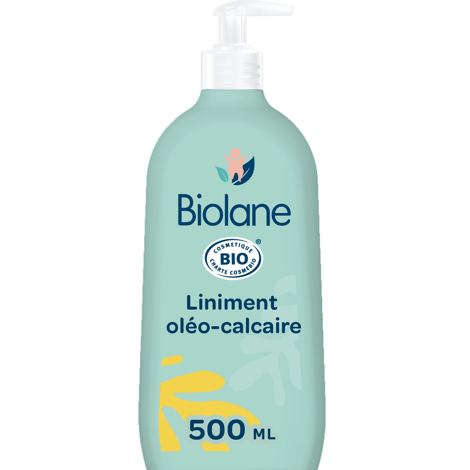 BIOLANE - Liniment Bio oléo-​calcaire Bébé - Nettoyant sans rinçage – 99% Origine naturelle – Peaux Sensibles - Nettoie et protège le siège du bébé – 500ml – Fabriqué en France