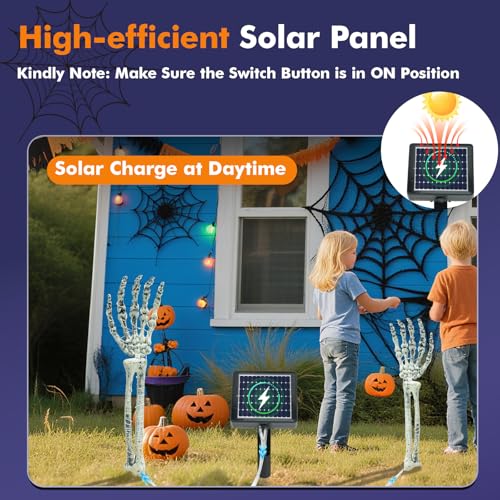 Halloween Decorations Outdoor, 5Pcs Solar Lighted Skeleton Arm Stakes - image 5