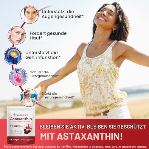 Astaxanthin 12mg Premium Astaxanthin Antioxidant Supplements Triple Strength Skin Vitamins for Women with Antioxidant Activity Supports Eye… – Ansicht 5