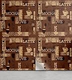 Ambesonne Coffee Peel & Stick Wallpaper for Home, Cafeteria Pattern with Hot Mocha Latte Milk Love Typography on Scribble Backdrop, Self-Adhesive Living Room Kitchen Accent, 13' x 72', Brown Beige