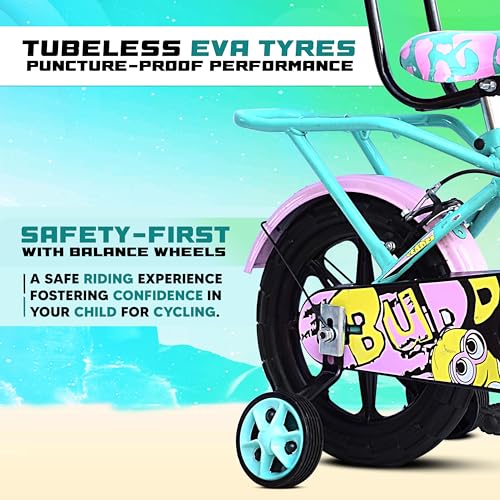 Leader Buddy Kids Cycle 14T with Training Wheels (SEMI-Assembled) for Boys and Girls Ideal for Age Group 2-5 Years | Frame: 8 Inches (14T, Sea Green_Light Pink) 8 51cNf7Eyu3L