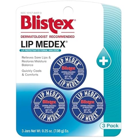 Blistex Lip Medex, 0.25 Ounce, 3 Count, Medicated Relief with Immediate Cooling, Soothes and Protects, Advanced Hydration, Restores Healthy Moisture Balance to Lips Cover